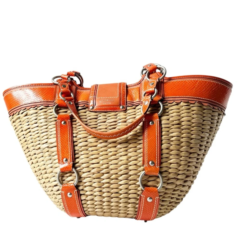 Coach Vintage Limited Edition Jasmine XL Straw Tote Bag | NWT